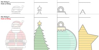 Christmas Shape Poem Templates Gaeilge - gaeilge, christmas, shape, poem, template
