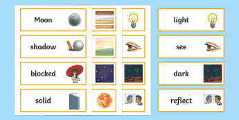 Year 3 Light Scientific Vocabulary Cards - science, lights, words