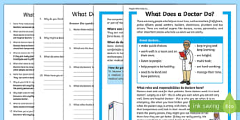 What Does a Doctor Do? Differentiated Reading Comprehension Activity