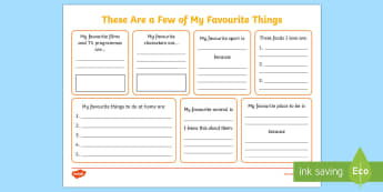 KS1 These Are a Few of My Favourite Things Activity Sheet - first week back, new class activities, choices, all about me