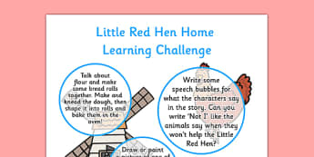 Little Red Hen Home Learning Challenge Sheet Reception FS2 - little red hen