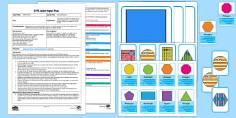 EYFS Sorting Presents Adult Input Plan and Resource Pack - Beginning to use mathematical names for  ‘flat’ 2D shapes, mathematical terms to describe shapes