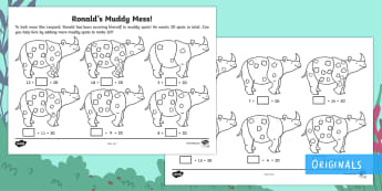 Ronald the Rhino's Muddy Mess Number Bonds to 20 Activity - Children's Books, Ronald the Rhino, children's book, friend, friendship, number, number bond, pair