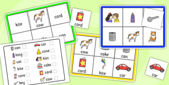 Initial k Sound Bingo and Lotto Game - initial k, bingo, lotto