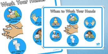When to Wash Your Hands Display Poster - hygiene, keeping clean, hand washing