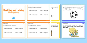 Doubling And Halving Challenge Cards - double, math, numeracy