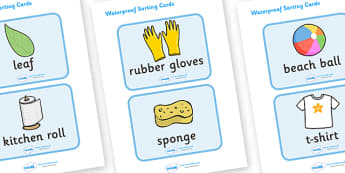 Waterproof Activity Sorting Cards - Waterproof, non-waterproof, not waterproof, science, materials, investigation, properties, activity, game 