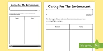 Caring For The Environment Worksheet - environment, worksheet