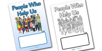 People Who Help Us Editable Book Cover -  people who help us, help, helping, police, nurse, doctor, people, kind, book cover, cover, book