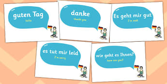 German Word Posters - MFL, German, Modern Foreign Languages, basic phrases in German, foundation, languages, display