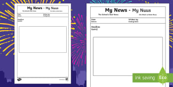 My News Writing Template English/Afrikaans - New Year, January, celebrate, literacy, Januarie, vier, EAL