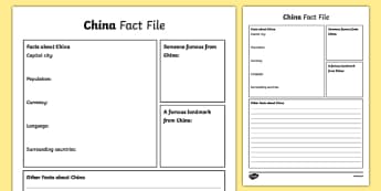 China Fact Sheet Writing Template - china, china fact sheet, china fact file, china worksheet, facts about china, china information, ks2 geography