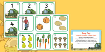 Combine Harvester Number Match Busy Bag Prompt Card and Resource Pack