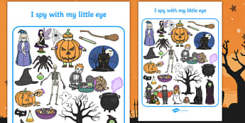 Halloween Themed I Spy With My Little Eye Activity Sheet - i spy with my little eye, i spy, activity, halloween, worksheet