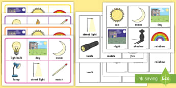 Light and Dark Matching Cards Game - EYFS, Early Years, Light and Dark, KS1, Understanding the World, Science, sun, light, dark, shadows,