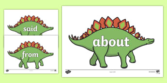 100 High Frequency Words on Dinosaurs - High frequency words, hfw, dinosaur, dinosaurs, DfES Letters and Sounds, Letters and Sounds, display words, t-rex, stegosaurus, raptor, iguanodon, tyrannasaurus rex