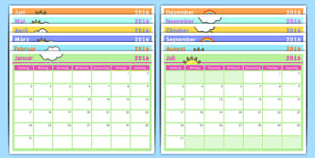 German Calendar - german, calendar, dates, months, days, weeks