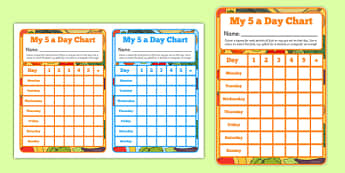 5 A Day Sticker Reward Chart - healthy eating, healthy food, healthy living, eating, food, diet, human body, fruit, veg, vegetables