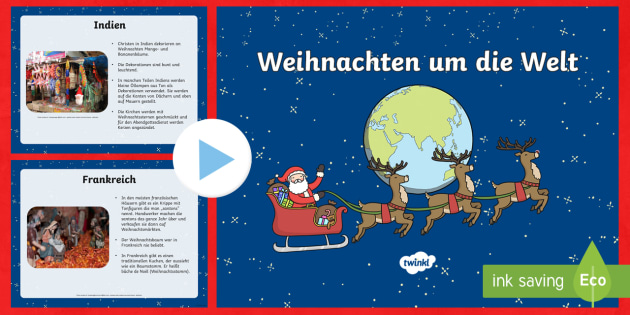Weihnachten um die Welt PowerPoint Präsentation - Weihnachtlich, Traditionen, Europa, Feiertage, Feiern,,German