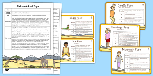 Animal Yoga Story - PE, physical education, animals, Africa, exercise