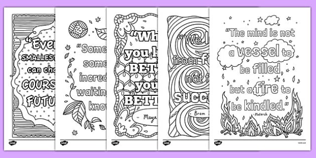 Classroom Inspiration Quotes Mindfulness Colouring Sheets