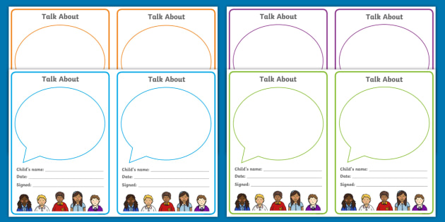 'Talk About' Editable Notes - Early Years, Transition, Home School Links, Starting School, Teacher Notes, Letter Home, Home Visit,