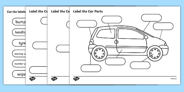 Label The Car Parts - car, cars, parts of the car, label