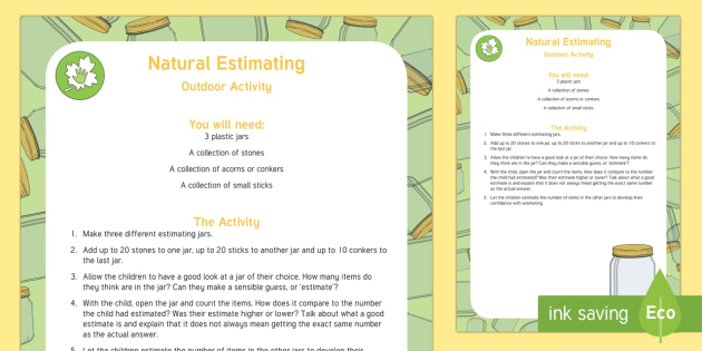 Natural Estimating Jars Outdoor Activity - EYFS Parks and Gardens, playgrounds, forest school, outdoor learning, outdoor classroom, outside, wo