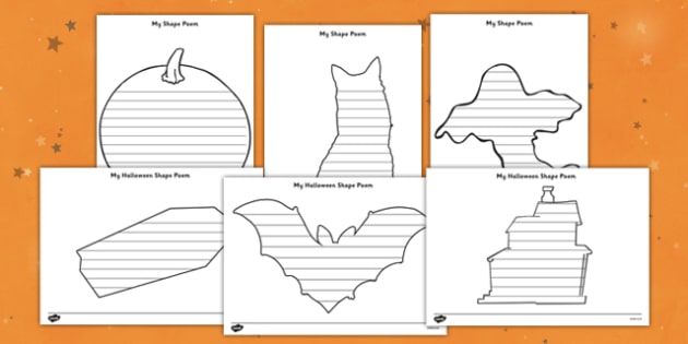 Halloween Shape Poetry Templates - halloween, shape poetry templates, poetry, poetry template, poem, halloween worksheet, halloween poems, writing templates 