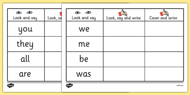 Tricky Words on Writing Practice Worksheets - trick, worksheet