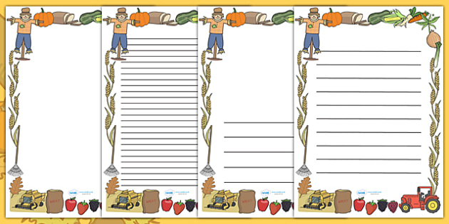 Harvest Page Borders - Page border, border, Harvest, Autumn, seasons,  A4, display, harvest,  harvest festival, fruit, apple, pear, orange, wheat, bread, grain, leaves, conker