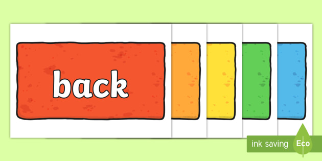 Phase 2 Tricky Words and Decodable Words on Multicoloured Bricks - Phase 2 High Frequency Words on Multicoloured Bricks - literacy, read, write, high frequecy words, h