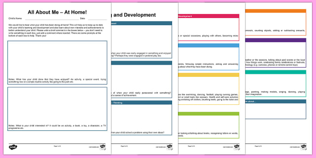 EYFS All About Me At Home Booklet - EYFS, All About Me, Home School Links, targets, next steps