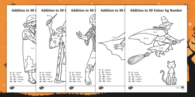 Halloween Themed Characters Addition to 30 Colour by Number