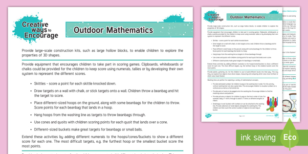 EYFS Creative Ways to Encourage Outdoor Mathematics Teaching Ideas - Maths, numeracy, number, SSM, Shape space measure, outdoor learning, outdoor area, child-led, Contin