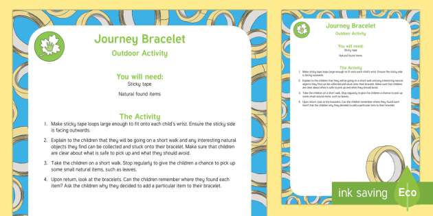 Journey Bracelet Outdoor Activity - EYFS Parks and Gardens, playgrounds, forest school, outdoor learning, outdoor classroom, outside, wo