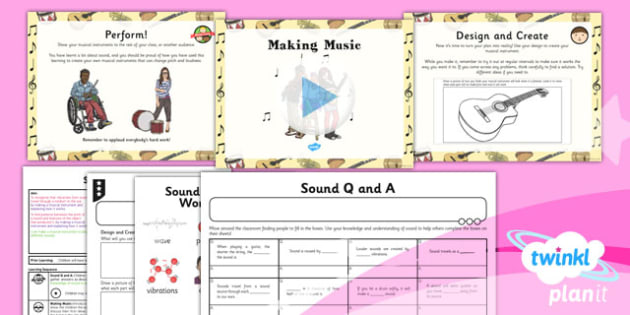 interactive online lab for sound making with 5 different colored shapes