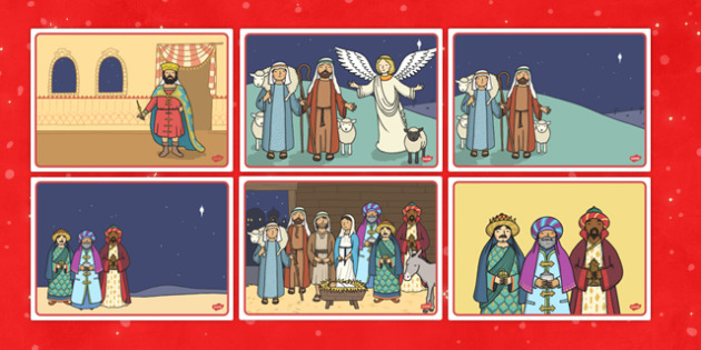 The Christmas Story Sequencing - Nativity, Christmas Story, sequencing, xmas, Visual Aids, Mary, Joseph, Jesus, shepherd, wise men, Herod, angel, donkey, stable, Gabriel, First Christmas,Inn, Star, God