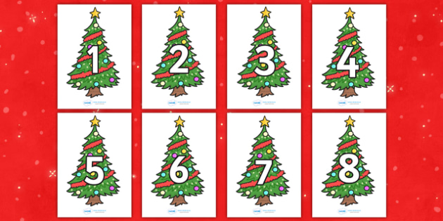 Numbers 0-30 on Christmas Trees (Decorated) - Christmas, tree