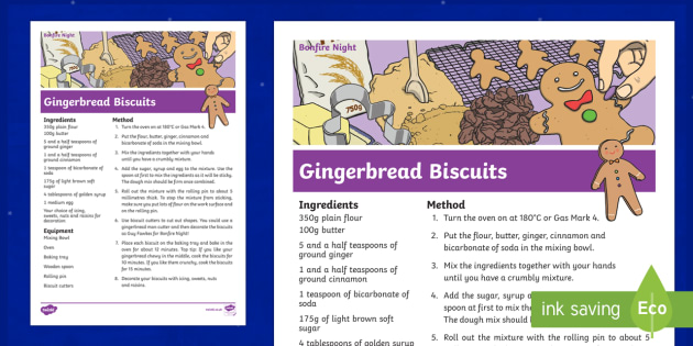 Ginger Biscuit Recipe Cards - Ginger, Biscuit, Recipe, Card, Food