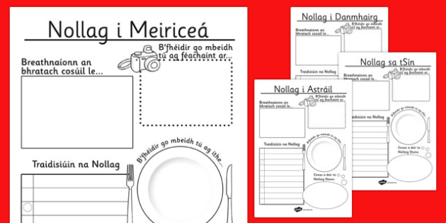 Nollag i Neiriceá Writing Frames Gaeilge - roi, irish, gaeilge, christmas, around the world, writing, frames
