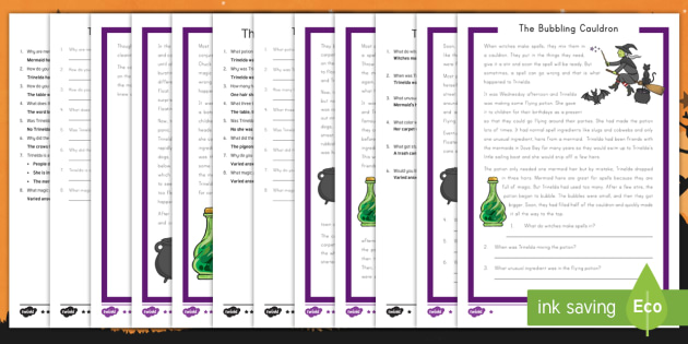 Halloween Differentiated Reading Comprehension Activity Pack - reading, Halloween, differentiated, comprehension, witch, witches, spells