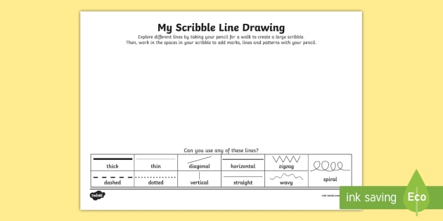 Scribble Line Drawing Activity Sheet - line, line drawing, mark making, freehand, creative, loose drawing, patterns, wavy, straight, thick,