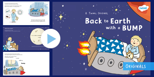 Back to Earth with a Bump Story PowerPoint - space, planets, sun, travel, adventure