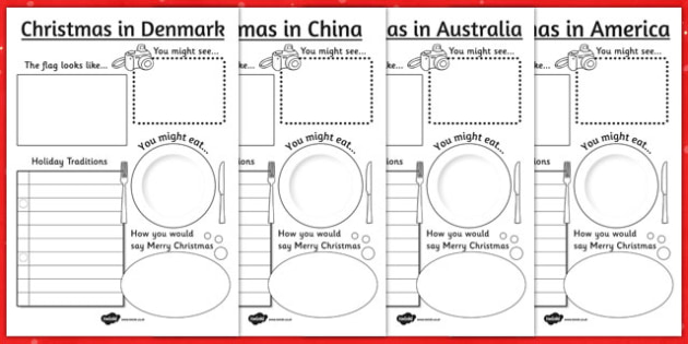 Christmas Around the World Writing Frames - christmas, writing