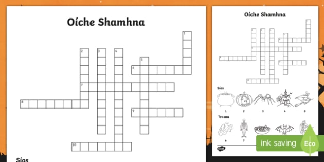 Oíche Shamhna Crossword Gaeilge