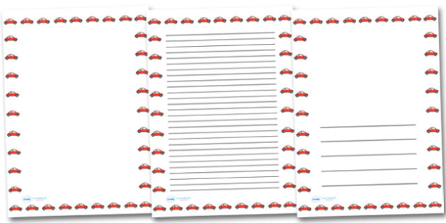 Red Car Portrait Page Borders- Portrait Page Borders - Page