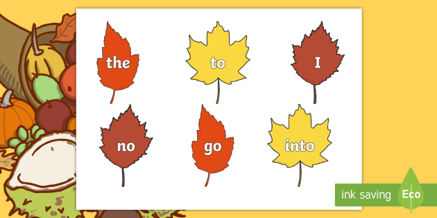Autumn Leaves Tricky Words - Phase 2 Display Cut-Outs - letters and sounds, Leaf, cutouts, Seasons, leafs