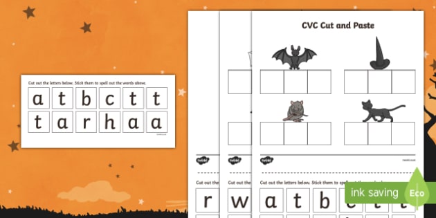 Halloween CVC Cut and Paste Activity