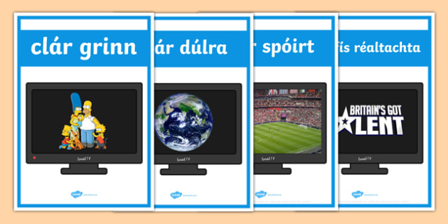 Television Programmes Display Posters Gaeilge - Gaeilge, Irish, television, T.V., programmes, posters, photos